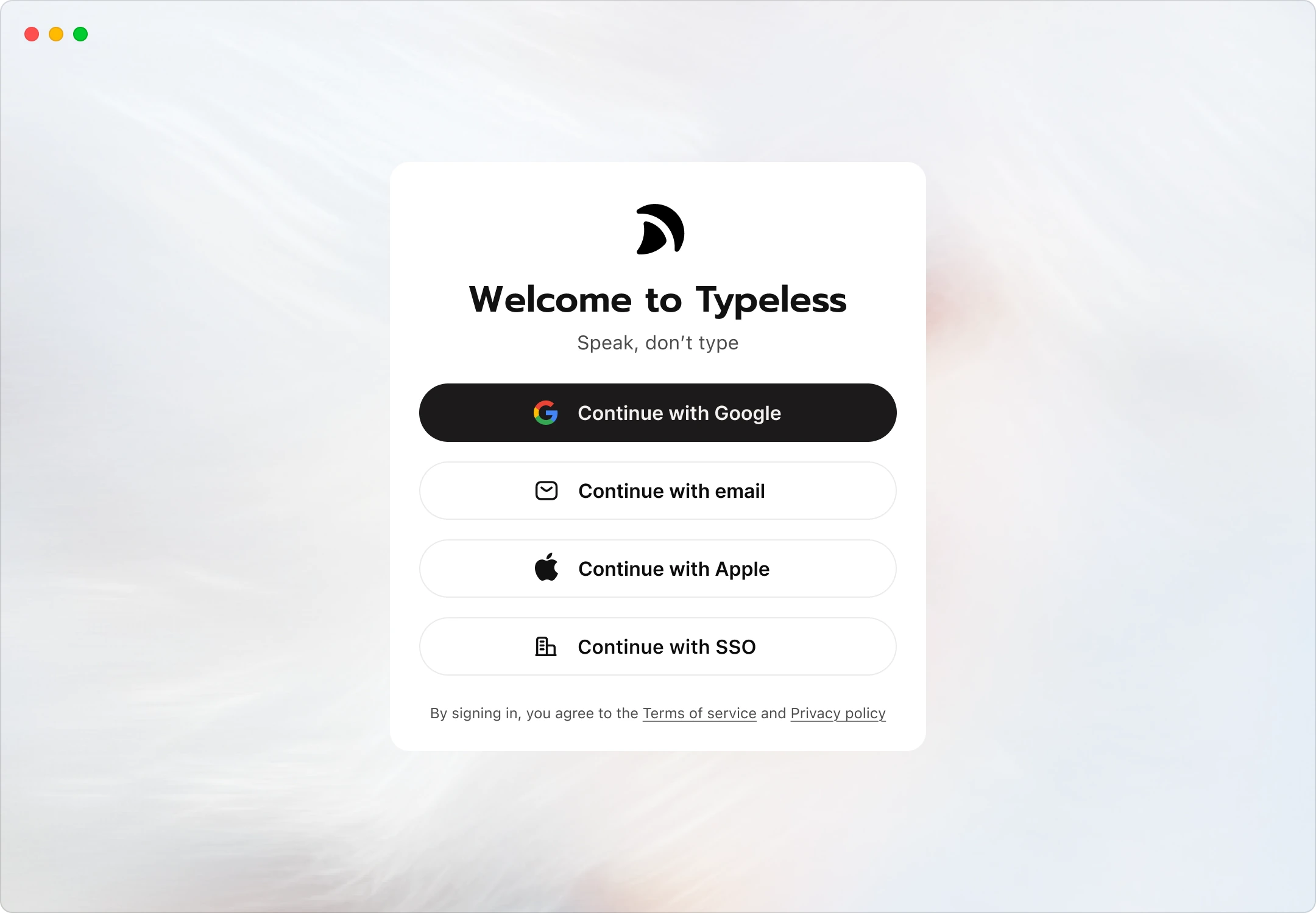 Typeless 登录选项